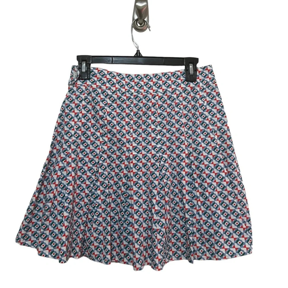 Maeve By Anthropologie Pleated Mini Skirt Colorful White Blue Women’s Sz 4